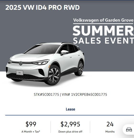 Volkswagen-ID.4-Lease- $ 99